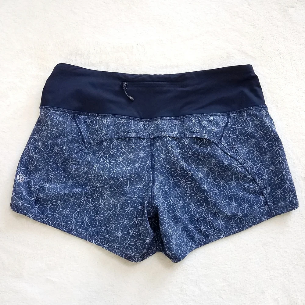 Lululemon Run Speed Shorts Sashiko Star Inkwell‎ Ghost Inkwell Print Size 6